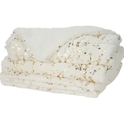 Blankets & Throws-Kirkland's Home Ivory And Gold Metallic Branches Throw Gold/Ivory