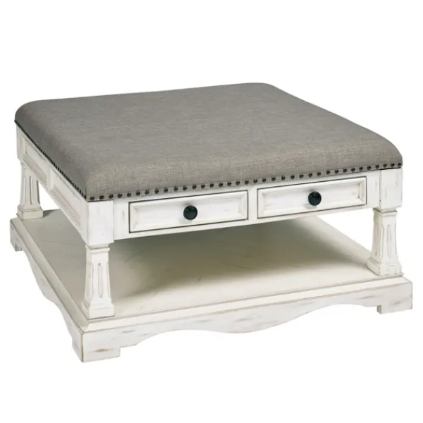 Coffee Tables-Kirkland's Home Ivory And Gray Upholstered Square Coffee Table Ivory/Gray