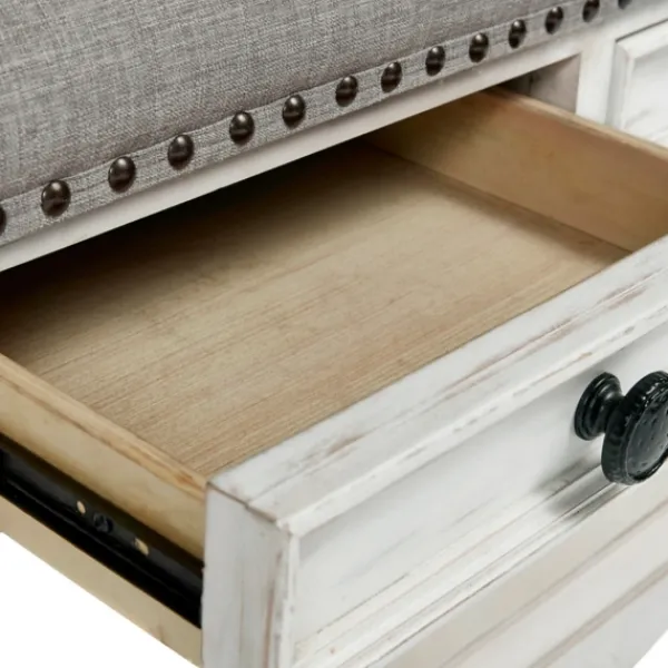 Coffee Tables-Kirkland's Home Ivory And Gray Upholstered Square Coffee Table Ivory/Gray