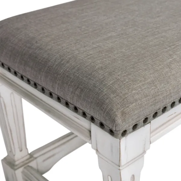 Benches & Ottomans-Kirkland's Home Ivory And Gray Wooden Upholstered Bench Ivory/Gray
