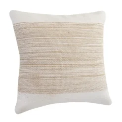 Pillows-Kirkland's Home Ivory Border Natural Close Woven Jute Pillow Ivory/Tan