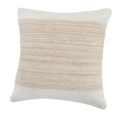 Pillows-Kirkland's Home Ivory Border Natural Close Woven Jute Pillow Ivory/Tan