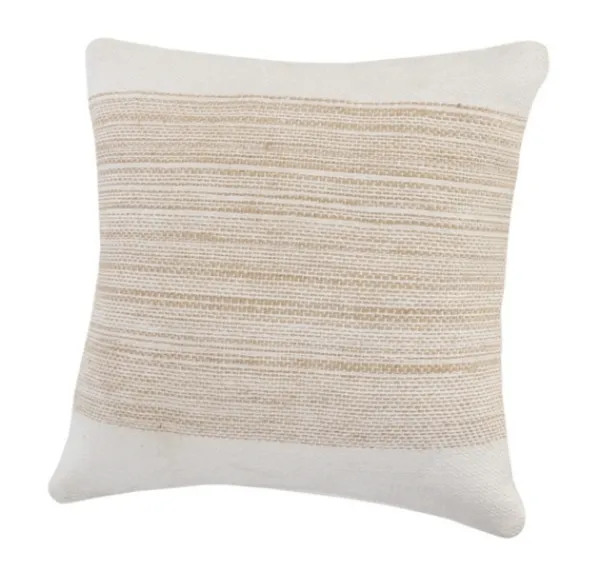 Pillows-Kirkland's Home Ivory Border Natural Close Woven Jute Pillow Ivory/Tan