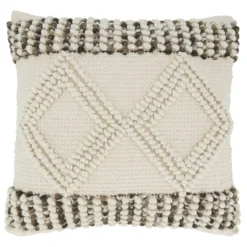 Pillows-Kirkland's Home Ivory Diamond Woven Textured Polyester Pillow