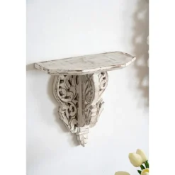 Shelves-Kirkland's Home Ivory Distressed Carved 2-Pc. Wall Shelf Set