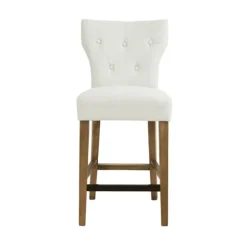 Bar Stools & Counter Height Stools-Kirkland's Home Ivory Harrison Tufted Counter Stool White