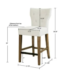 Bar Stools & Counter Height Stools-Kirkland's Home Ivory Harrison Tufted Counter Stool White