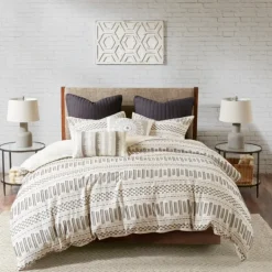 Comforters-Kirkland's Home Ivory Jacquard King 3-Pc. Comforter Set Tan/Ivory
