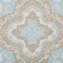 Accent Chairs-Kirkland's Home Ivory Medallion Wide Frame Slipper Accent Chair White/Blue/Brown