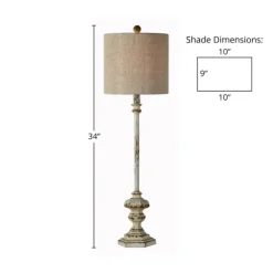Buffet Lamps-Kirkland's Home Ivory Resin Distressed Traditional Buffet Lamp Tan