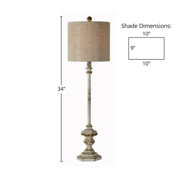 Buffet Lamps-Kirkland's Home Ivory Resin Distressed Traditional Buffet Lamp Tan