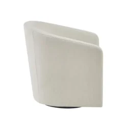 Accent Chairs-Kirkland's Home Ivory Upholstered Low Back Swivel Accent Chair White