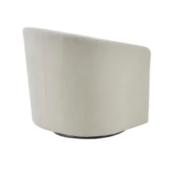 Accent Chairs-Kirkland's Home Ivory Upholstered Low Back Swivel Accent Chair White