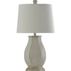 Table Lamps-Kirkland's Home Ivory Wirebrushed Oval Table Lamp White