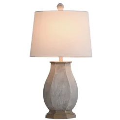 Table Lamps-Kirkland's Home Ivory Wirebrushed Oval Table Lamp White