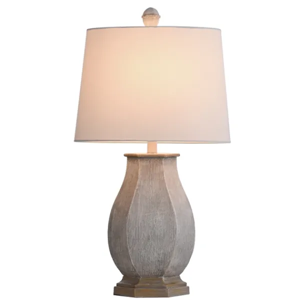 Table Lamps-Kirkland's Home Ivory Wirebrushed Oval Table Lamp White