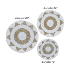 Wall Plaques-Kirkland's Home Ivory Woven Cotton Round 3-Pc. Wall Decoration White/Tan