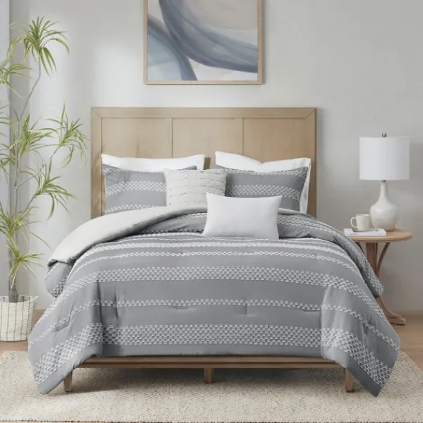 Comforters-Kirkland's Home Jacquard 5-Pc. California King Comforter Set Gray