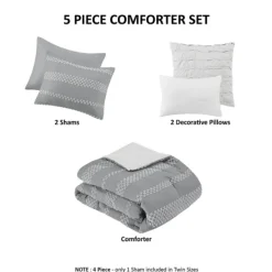 Comforters-Kirkland's Home Jacquard 5-Pc. California King Comforter Set Gray