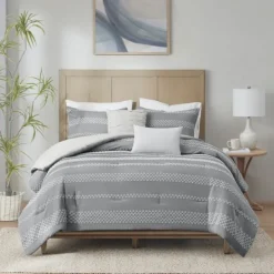 Comforters-Kirkland's Home Jacquard 5-Pc. Full/Queen Comforter Set Gray