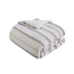Comforters-Kirkland's Home Jacquard Stripe 5-Pc. Cali King Comforter Set White/Gray/Tan