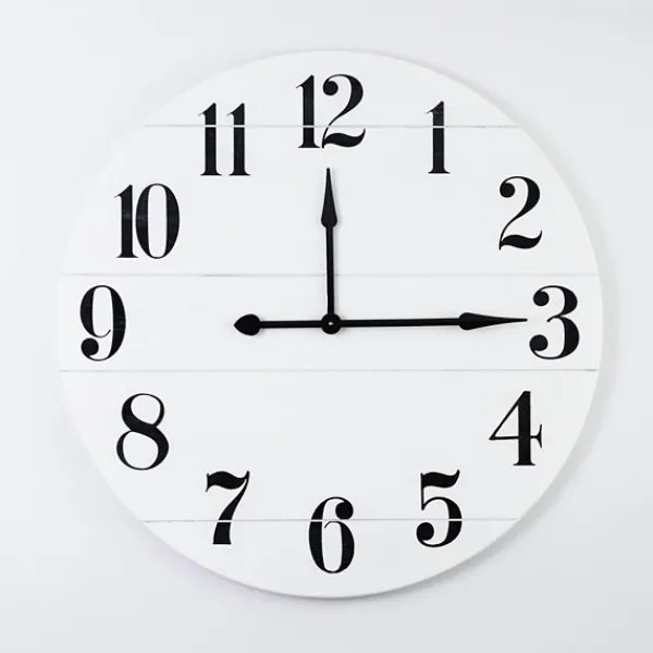 Clocks-Kirkland's Home Jake And Black Wooden Wall Clock White