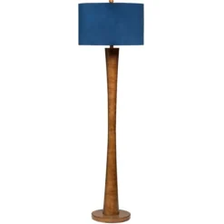 Floor Lamps-Kirkland's Home Janis Bronze And Teal Velvet Floor Lamp Blue