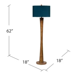 Floor Lamps-Kirkland's Home Janis Bronze And Teal Velvet Floor Lamp Blue