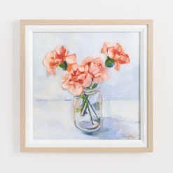 Framed Art-Kirkland's Home January Carnation Framed Art Print Pink/Orange/Gray