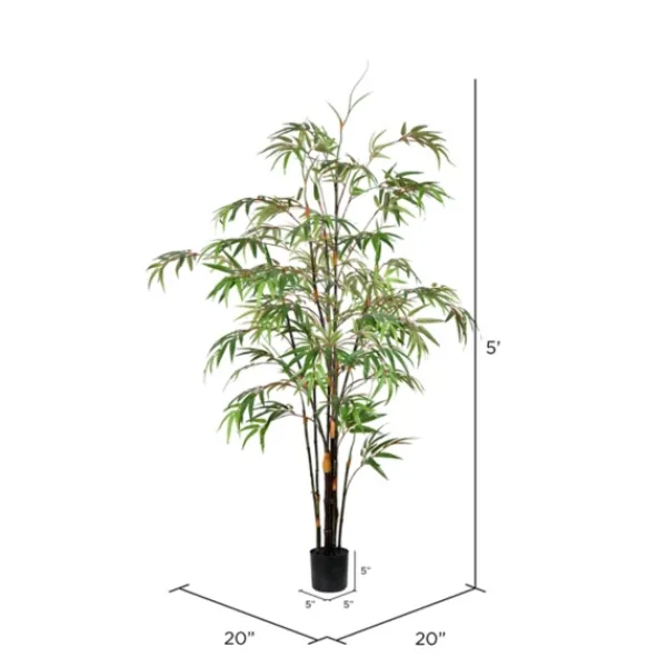 Trees & Topiaries-Kirkland's Home Japanese Bamboo Tree In Black Planter, 5 Ft.