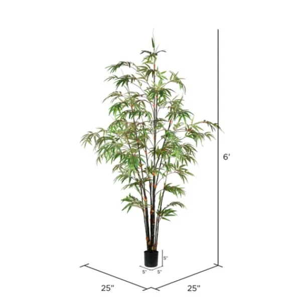 Trees & Topiaries-Kirkland's Home Japanese Bamboo Tree In Black Planter, 6 Ft.