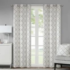 Curtains & Drapes-Kirkland's Home Jax Cotton Curtain Panel Set, 63 In. Gray