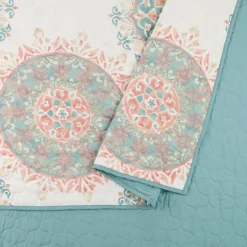Quilts-Kirkland's Home Jessica Simpson Blue Pompeii Queen Quilt Set Blue/White