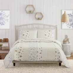 Quilts-Kirkland's Home Jessica Simpson Floral Endora King Quilt Set White