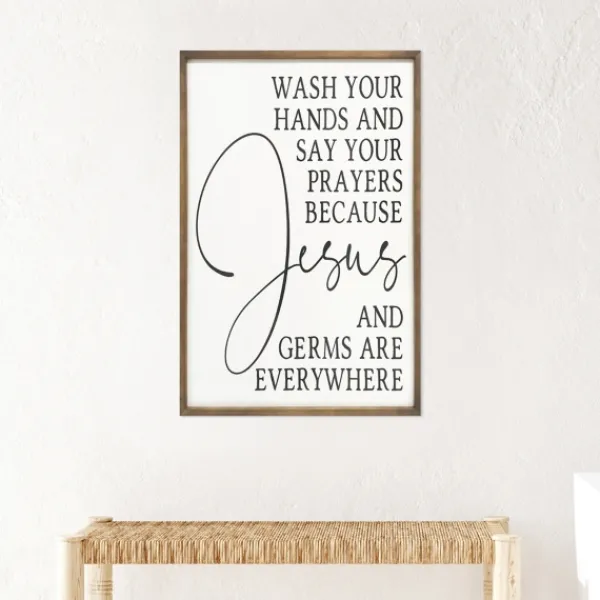Wall Quotes & Signs-Kirkland's Home Jesus And Germs Are Everywhere Wall Plaque Black/White