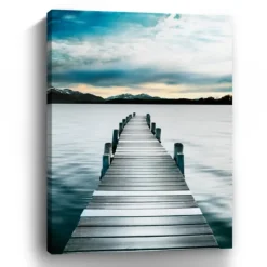 Canvas Art-Kirkland's Home Jetty Dock Giclee Canvas Art Print, 48X36 In. Blue/Gray