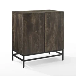 Cabinets & Sideboards-Kirkland's Home Joanelle Dark Steel And Wood Wine Cabinet Brown