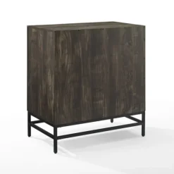 Cabinets & Sideboards-Kirkland's Home Joanelle Dark Steel And Wood Wine Cabinet Brown