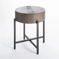 Accent & End Tables-Kirkland's Home Jodi Mango Wood Side Table Gray/Black