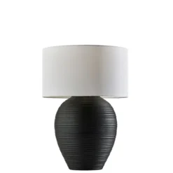 Table Lamps-Kirkland's Home Johanssen Black Ribbed Table Lamp White