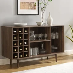 Cabinets & Sideboards-Kirkland's Home Josette Wood Open Wine Cabinet Brown