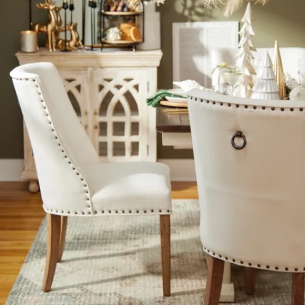 Dining Chairs-Kirkland's Home Julia Cream Upholstered Dining Chair Ivory