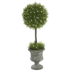 Trees & Topiaries-Kirkland's Home Juniper Ball Tree In Pedestal Urn