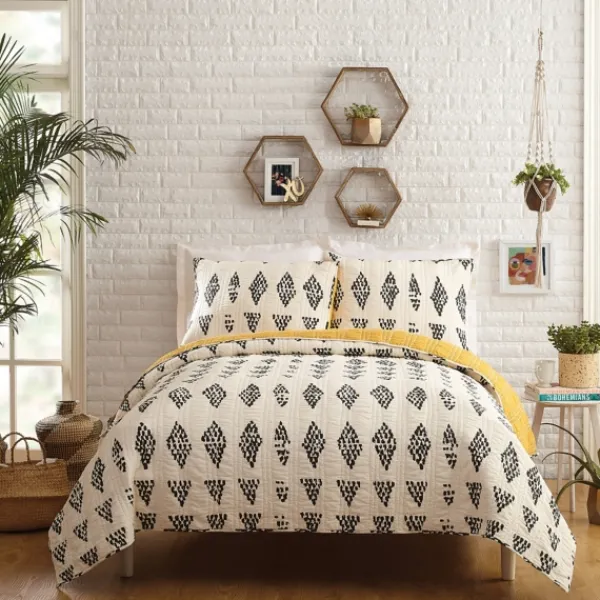 Quilts-Kirkland's Home Justina Blakeney Beaded 3-Pc. King Quilt Set Ivory/Gray/Yellow