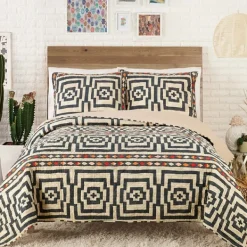 Quilts-Kirkland's Home Justina Blakeney Black Hypnotic King Quilt Set Black/White
