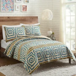 Quilts-Kirkland's Home Justina Blakeney Blue Hypnotic King Quilt Set Blue/White