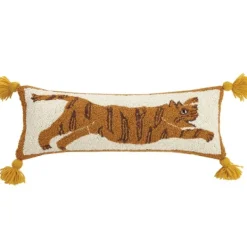 Pillows-Kirkland's Home Justina Blakeney Tiger Wool Lumbar Pillow Ivory/Orange