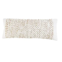 Pillows-Kirkland's Home Jute Hand Knotted Lumbar Pillow White