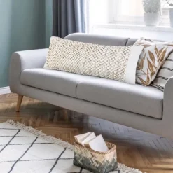 Pillows-Kirkland's Home Jute Hand Knotted Lumbar Pillow White