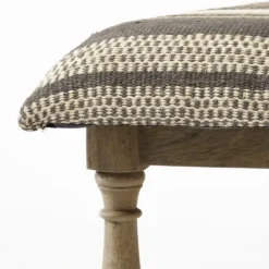 Benches & Ottomans-Kirkland's Home Jute Striped Natural Wood Bench Brown/White/Gray